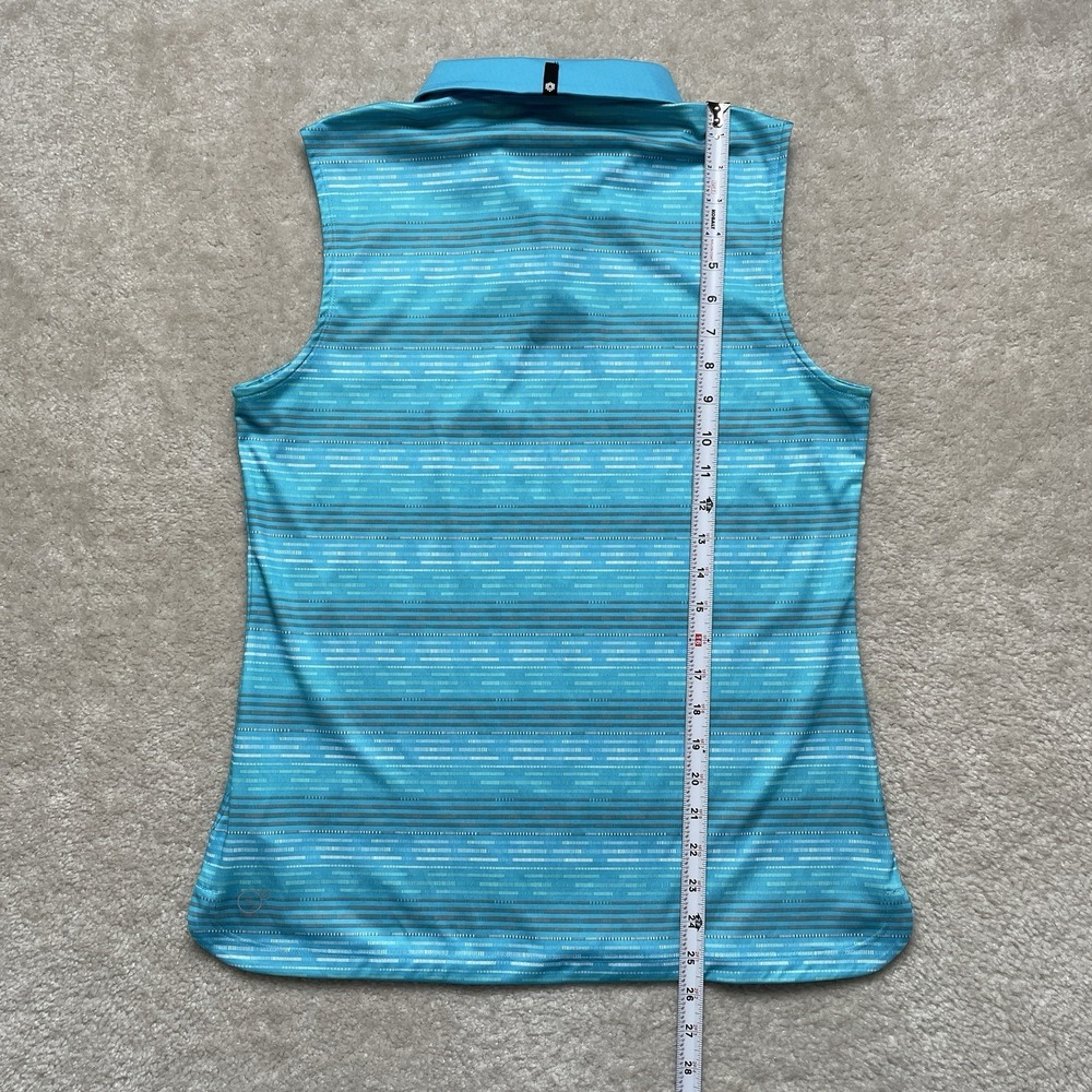 Puma Golf Sleeveless Top Blue Aqua Stripe Womens Large Active - Picture 4 of 8